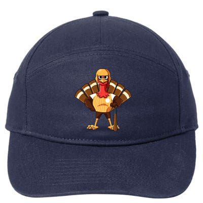 Thanksgiving Baseball Gobble Player Batter Turkey Day Gift 7-Panel Snapback Hat