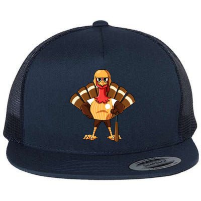 Thanksgiving Baseball Gobble Player Batter Turkey Day Gift Flat Bill Trucker Hat