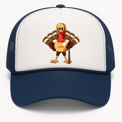 Thanksgiving Baseball Gobble Player Batter Turkey Day Gift Trucker Hat