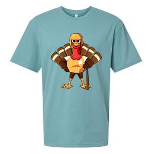 Thanksgiving Baseball Gobble Player Batter Turkey Day Gift Sueded Cloud Jersey T-Shirt