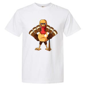 Thanksgiving Baseball Gobble Player Batter Turkey Day Gift Garment-Dyed Heavyweight T-Shirt