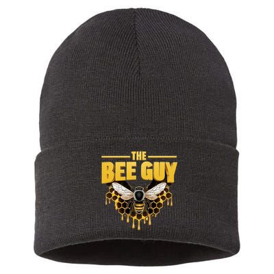 The Bee Guy Beekeeper Apiculture Bee Keeper Honeybees Beekeeping Bee Lovers Sustainable Knit Beanie