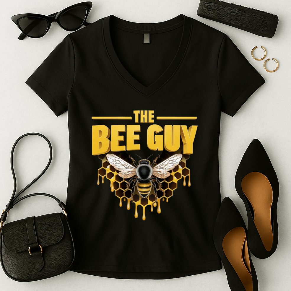 The Bee Guy Beekeeper Apiculture Bee Keeper Honeybees Beekeeping Bee Lovers Women's V-Neck T-Shirt