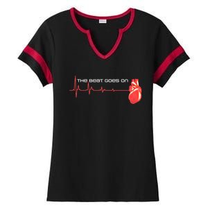 The Beat Goes On Open Heart Surgery Recovery Survivor Gift Ladies Halftime Notch Neck Tee