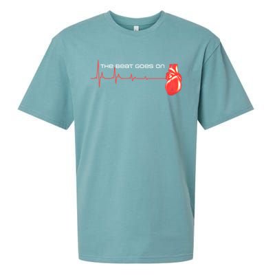 The Beat Goes On Open Heart Surgery Recovery Survivor Gift Sueded Cloud Jersey T-Shirt