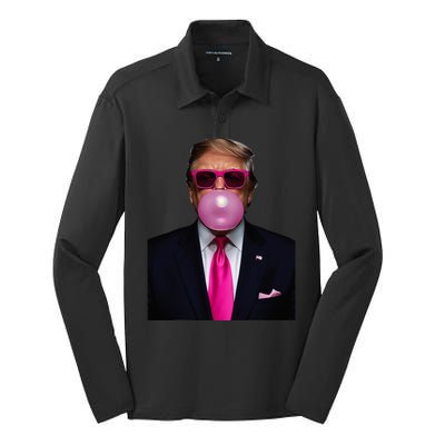 Trump Bubble Gum 2024 Vote President Funny Cute Silk Touch Performance Long Sleeve Polo