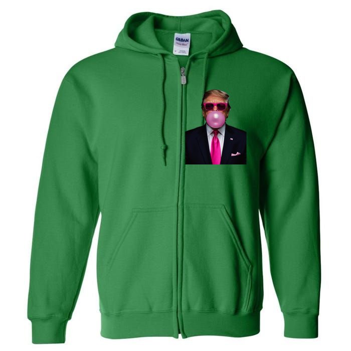 Trump Bubble Gum 2024 Vote President Funny Cute Full Zip Hoodie