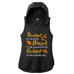 Thankful Blessed Grateful Thanksgiving Family Great Gift Ladies PosiCharge Tri-Blend Wicking Draft Hoodie Tank