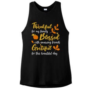 Thankful Blessed Grateful Thanksgiving Family Great Gift Ladies PosiCharge Tri-Blend Wicking Tank