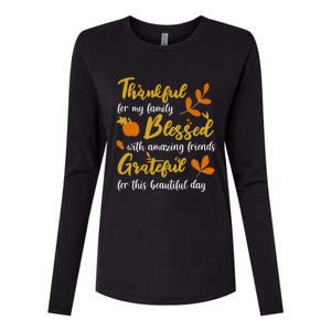 Thankful Blessed Grateful Thanksgiving Family Great Gift Womens Cotton Relaxed Long Sleeve T-Shirt