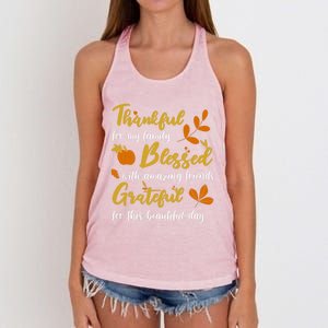 Thankful Blessed Grateful Thanksgiving Family Great Gift Women's Knotted Racerback Tank