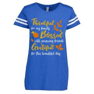 Thankful Blessed Grateful Thanksgiving Family Great Gift Enza Ladies Jersey Football T-Shirt