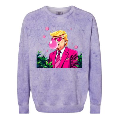 Trump B.U.B.B.L.E Gum Flower 2024 Vote President Colorblast Crewneck Sweatshirt