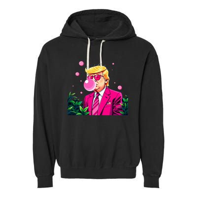 Trump B.U.B.B.L.E Gum Flower 2024 Vote President Garment-Dyed Fleece Hoodie