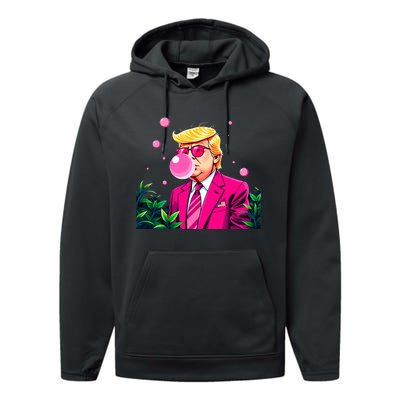 Trump B.U.B.B.L.E Gum Flower 2024 Vote President Performance Fleece Hoodie