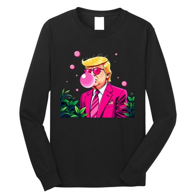 Trump B.U.B.B.L.E Gum Flower 2024 Vote President Long Sleeve Shirt