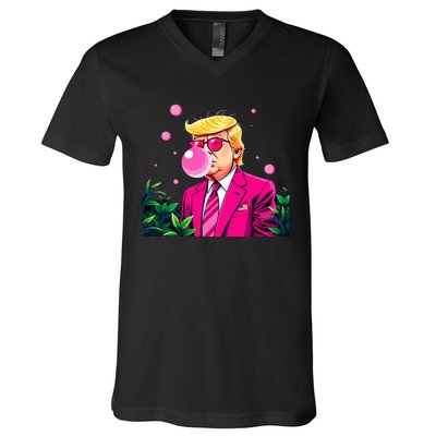 Trump B.U.B.B.L.E Gum Flower 2024 Vote President V-Neck T-Shirt