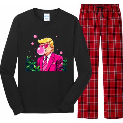 Trump B.U.B.B.L.E Gum Flower 2024 Vote President Long Sleeve Pajama Set