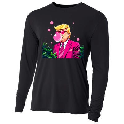 Trump B.U.B.B.L.E Gum Flower 2024 Vote President Cooling Performance Long Sleeve Crew