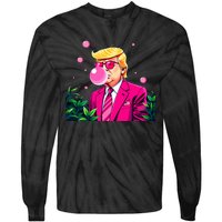 Trump B.U.B.B.L.E Gum Flower 2024 Vote President Tie-Dye Long Sleeve Shirt