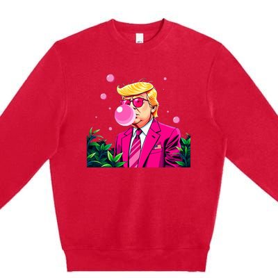 Trump B.U.B.B.L.E Gum Flower 2024 Vote President Premium Crewneck Sweatshirt