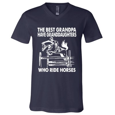 The Best Grandpa Have Granddaughters Who Ride Horses V-Neck T-Shirt