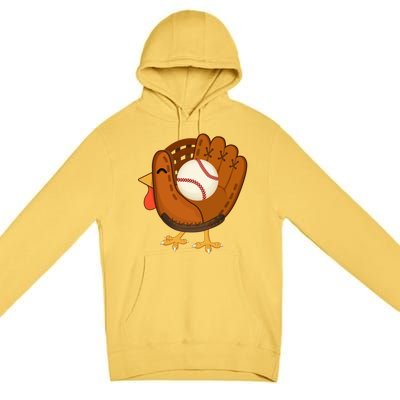 Turkey Baseball Glove Thanksgiving Day Catchers Dads Gift Premium Pullover Hoodie