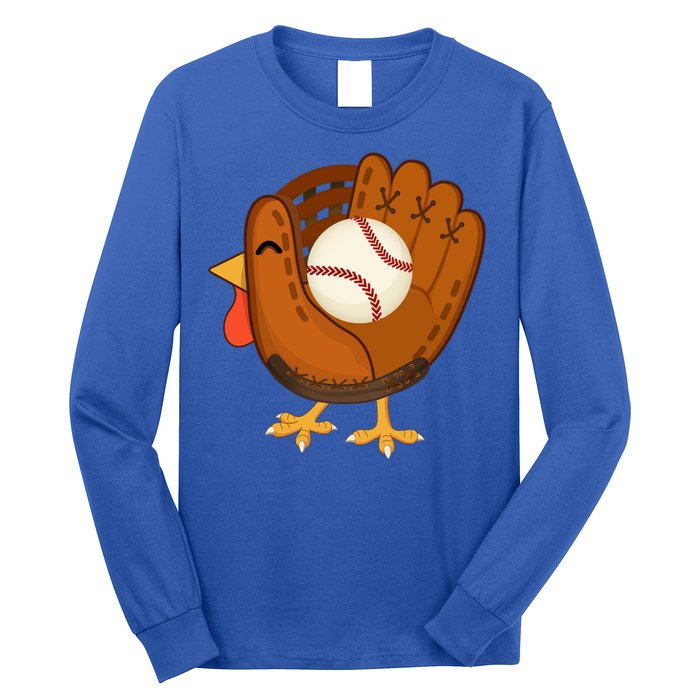 Turkey Baseball Glove Thanksgiving Day Catchers Dads Gift Long Sleeve Shirt