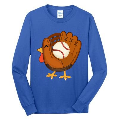 Turkey Baseball Glove Thanksgiving Day Catchers Dads Gift Tall Long Sleeve T-Shirt