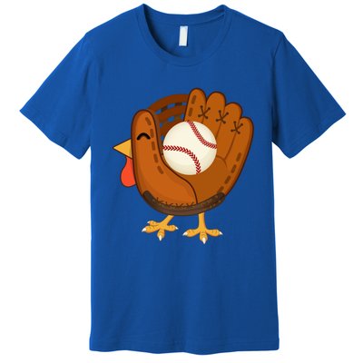 Turkey Baseball Glove Thanksgiving Day Catchers Dads Gift Premium T-Shirt