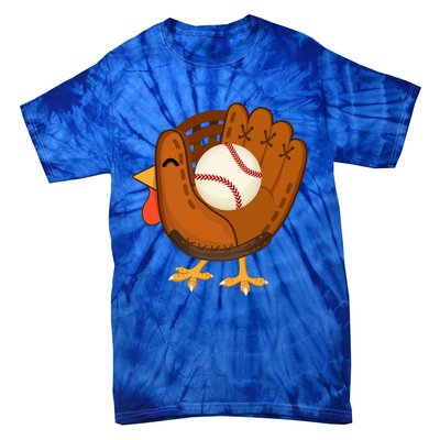 Turkey Baseball Glove Thanksgiving Day Catchers Dads Gift Tie-Dye T-Shirt