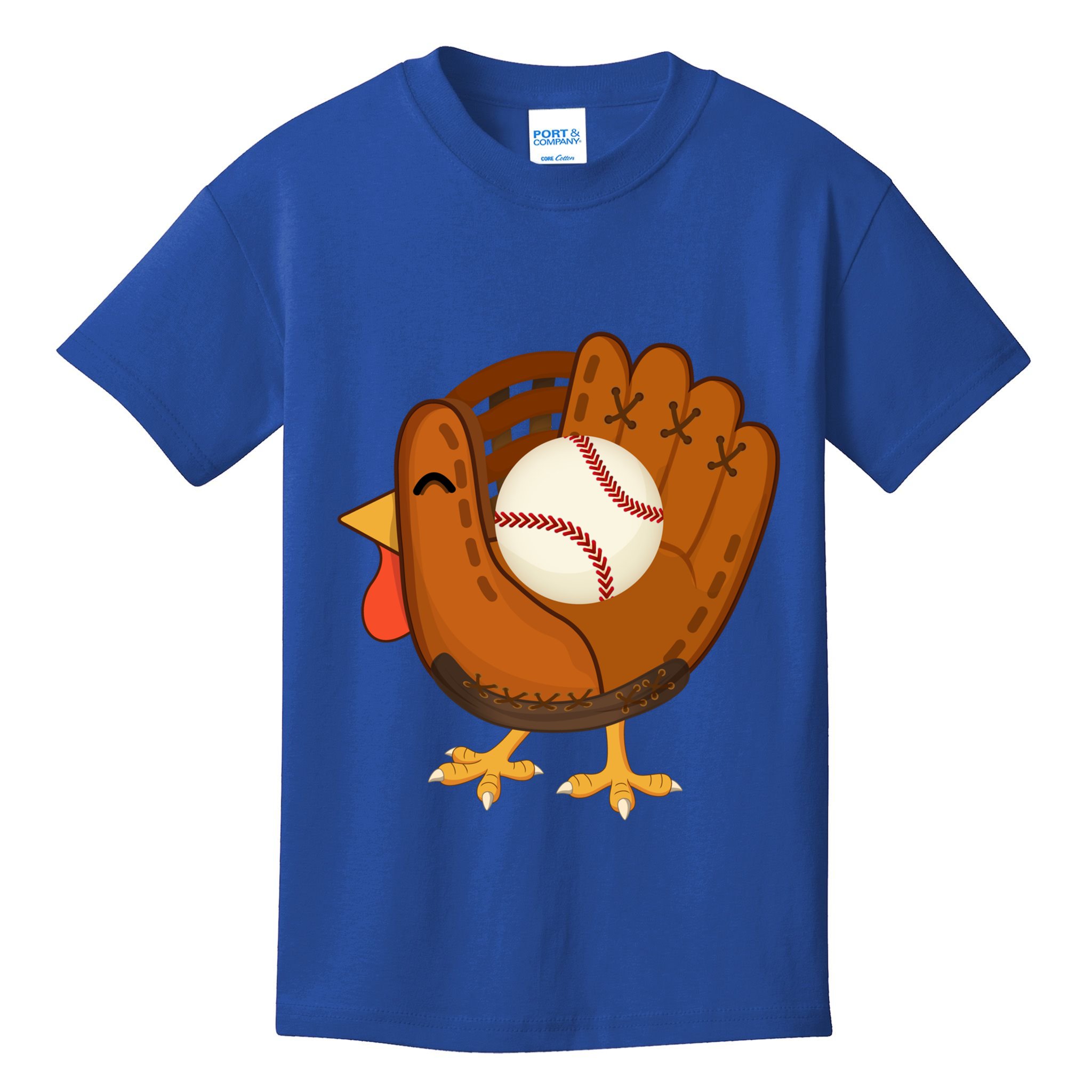Turkey Baseball Glove Thanksgiving Day Catchers Dads Gift Kids T-Shirt
