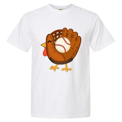 Turkey Baseball Glove Thanksgiving Day Catchers Dads Gift Garment-Dyed Heavyweight T-Shirt