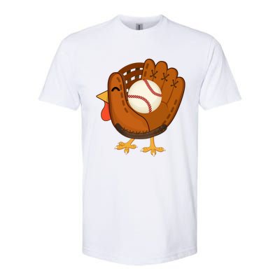 Turkey Baseball Glove Thanksgiving Day Catchers Dads Gift Softstyle CVC T-Shirt