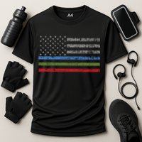 Thin Blue Green Red Line American Flag Support Cute Gift Cooling Performance Crew T-Shirt