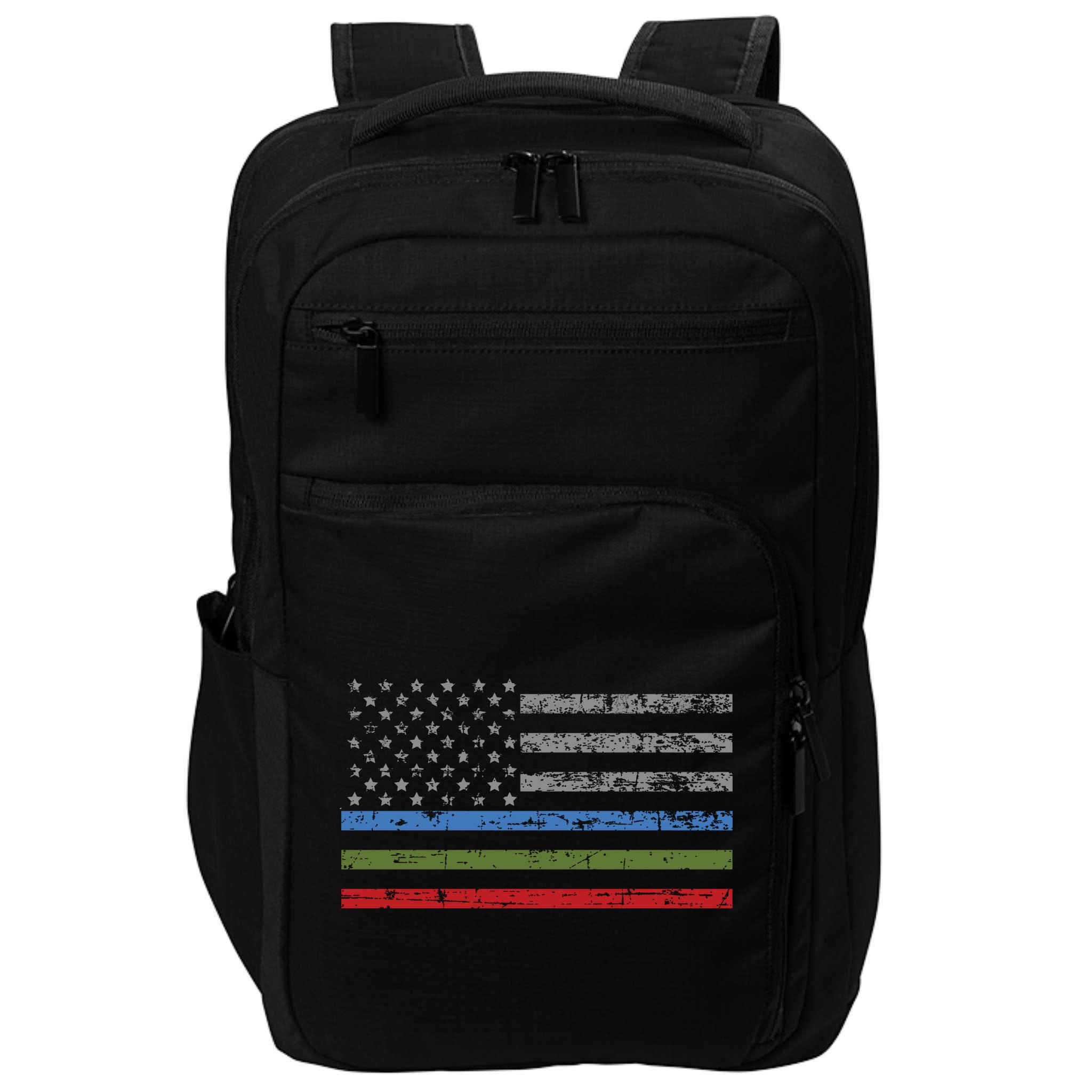 Thin Blue Green Red Line American Flag Support Cute Gift Impact Tech Backpack