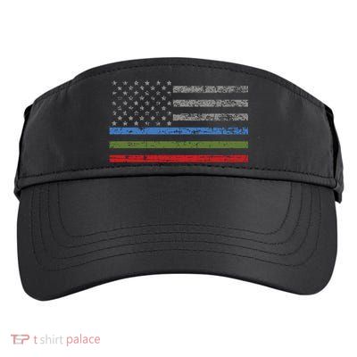 Thin Blue Green Red Line American Flag Support Cute Gift Adult Drive Performance Visor