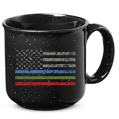 Thin Blue Green Red Line American Flag Support Cute Gift 15oz Campfire Ceramic Mug
