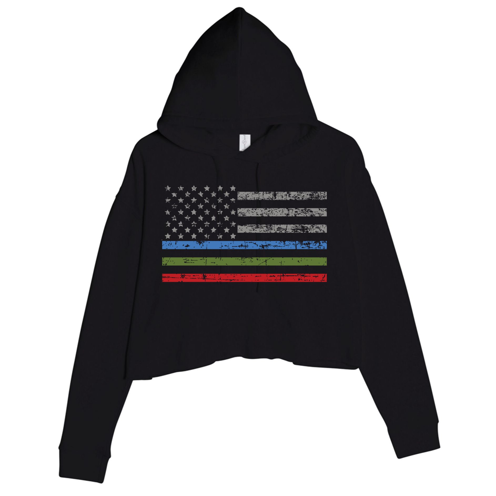 Thin Blue Green Red Line American Flag Support Cute Gift Crop Fleece Hoodie