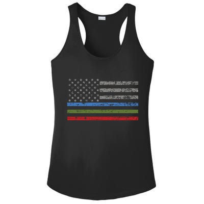 Thin Blue Green Red Line American Flag Support Cute Gift Ladies PosiCharge Competitor Racerback Tank