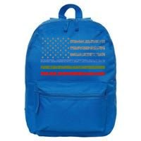 Thin Blue Green Red Line American Flag Support Cute Gift 16 in Basic Backpack