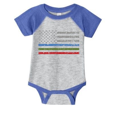 Thin Blue Green Red Line American Flag Support Cute Gift Infant Baby Jersey Bodysuit