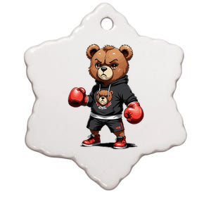 Teddy Bear Gangster Boxer With Hip Hop Street Clothes Ceramic Star Ornament