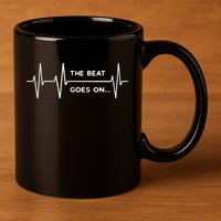The Beat goes on..Heartbeat Rehab After Surgery Heart OP  11oz C Handle Ceramic Mug