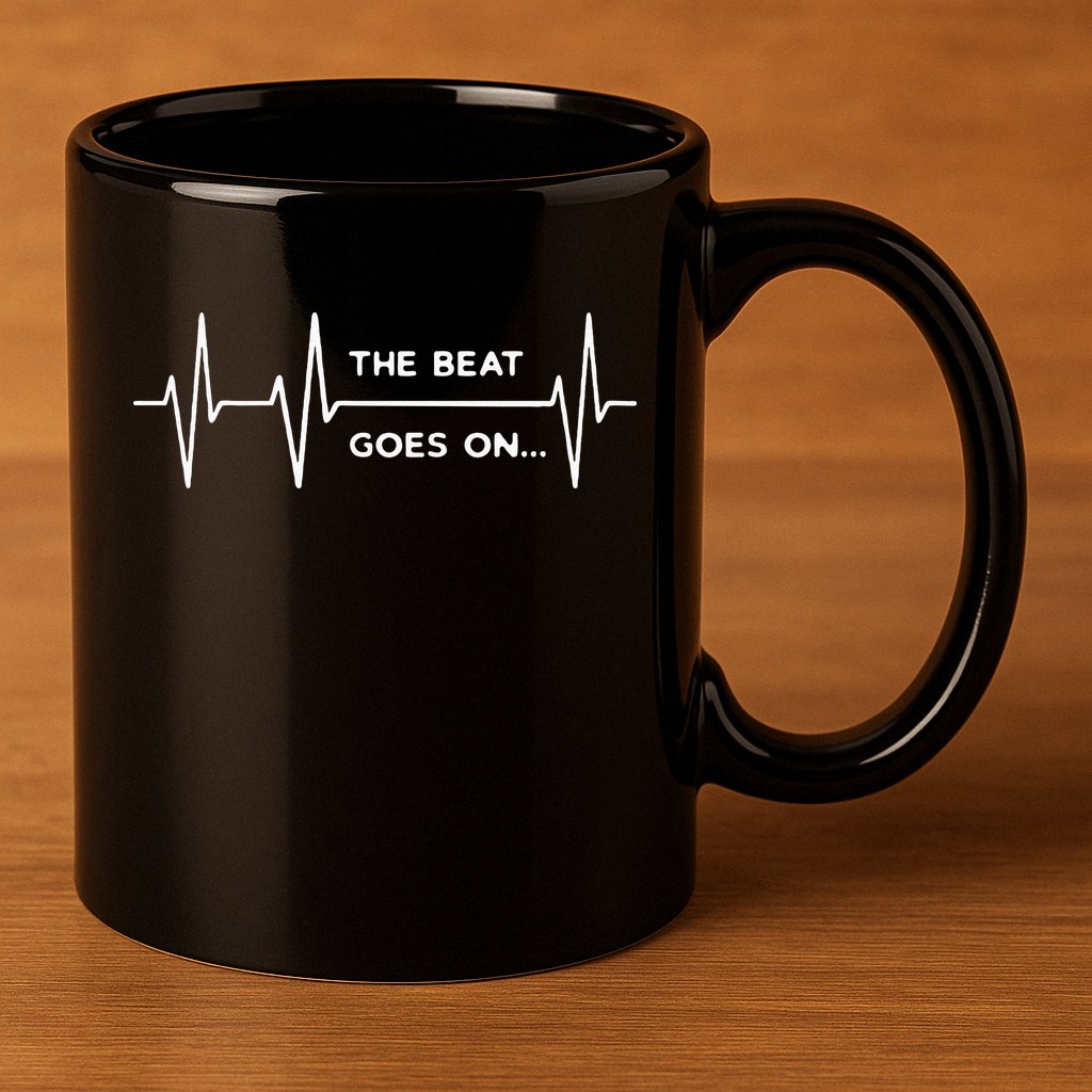 The Beat goes on..Heartbeat Rehab After Surgery Heart OP  11oz C Handle Ceramic Mug