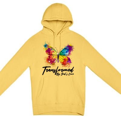 Transformed By Gods Love Painted Butterfly Premium Pullover Hoodie