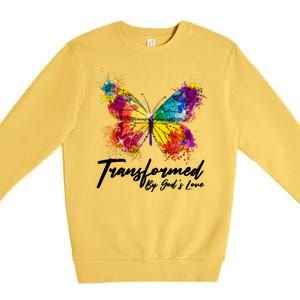 Transformed By Gods Love Painted Butterfly Premium Crewneck Sweatshirt