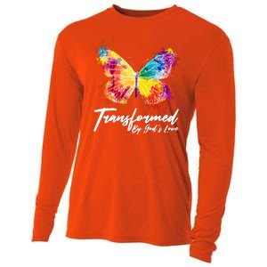 Transformed By Gods Love Painted Butterfly Cooling Performance Long Sleeve Crew