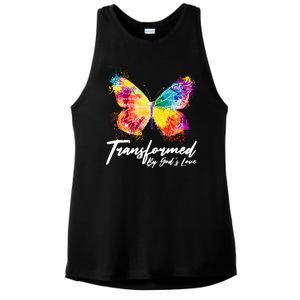 Transformed By Gods Love Painted Butterfly Ladies PosiCharge Tri-Blend Wicking Tank