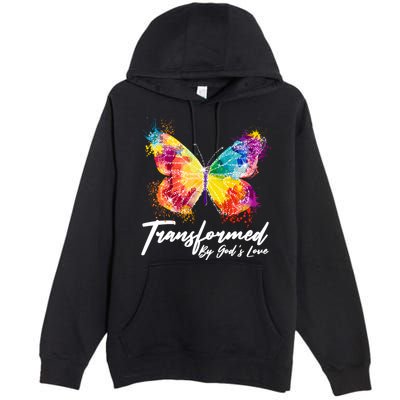 Transformed By Gods Love Painted Butterfly Premium Pullover Hoodie